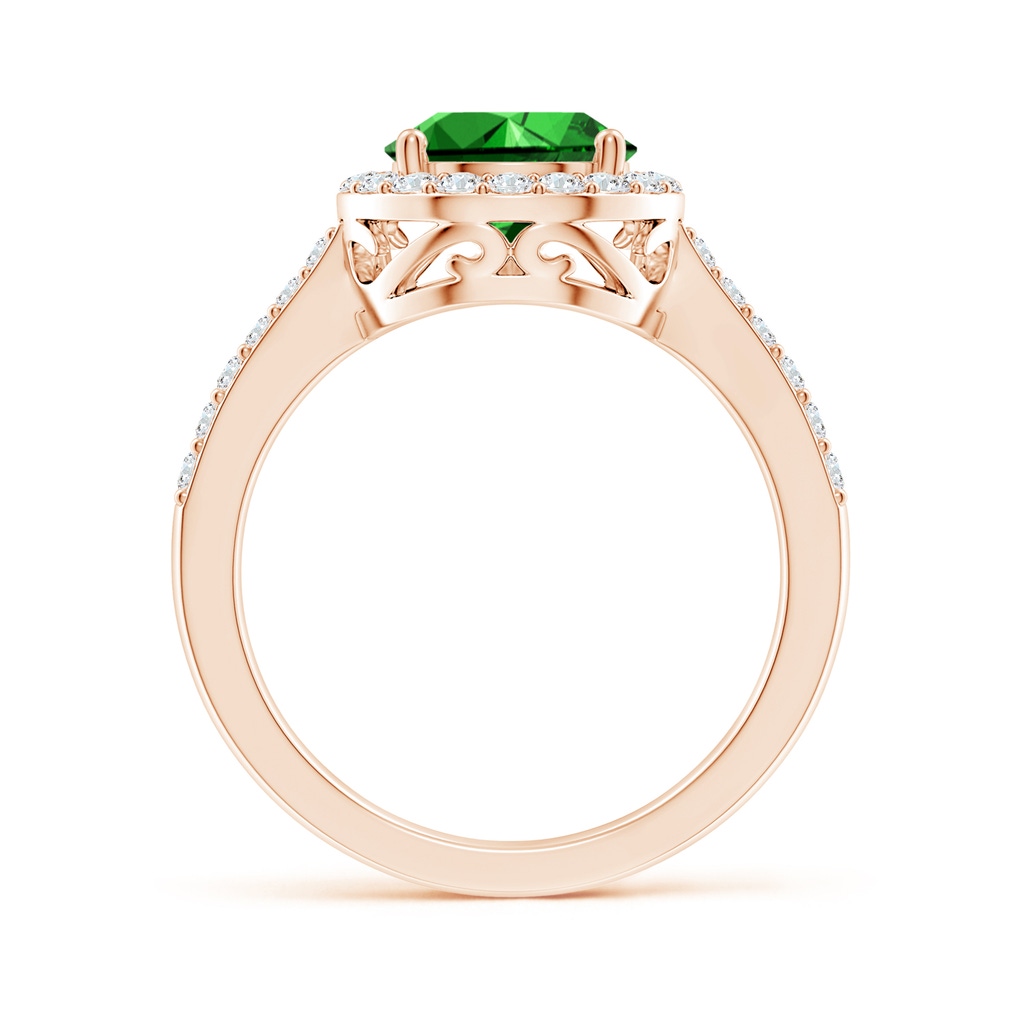 10x8mm Labgrown Lab-Grown Pear Emerald Ring with Diamond Halo in 9K Rose Gold Side 199