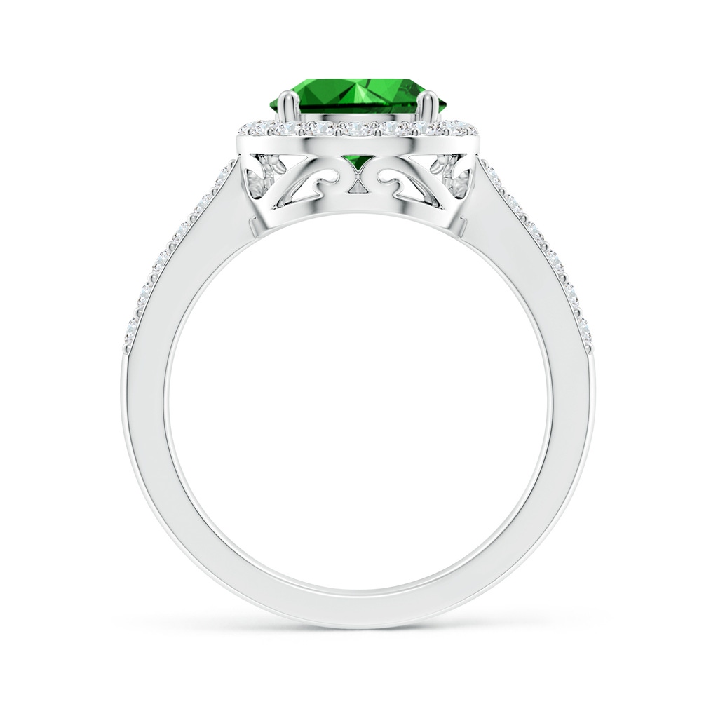 10x8mm Labgrown Lab-Grown Pear Emerald Ring with Diamond Halo in P950 Platinum - side 199
