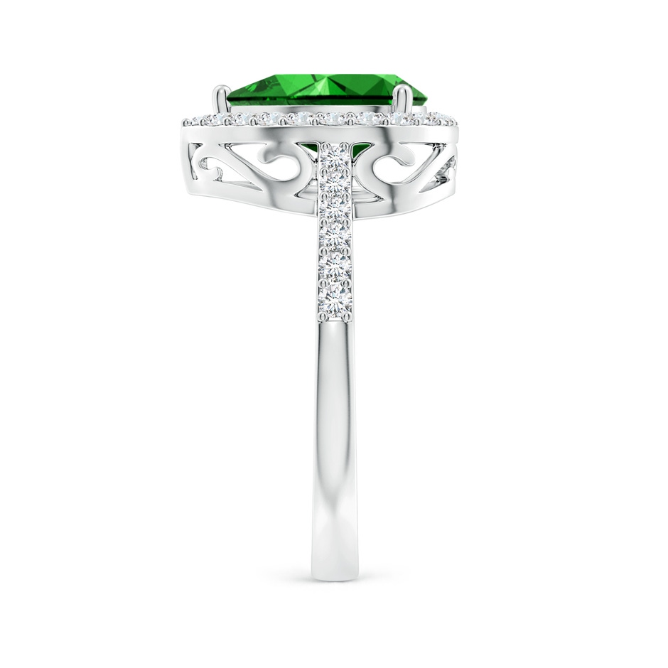 10x8mm Labgrown Lab-Grown Pear Emerald Ring with Diamond Halo in P950 Platinum side 299