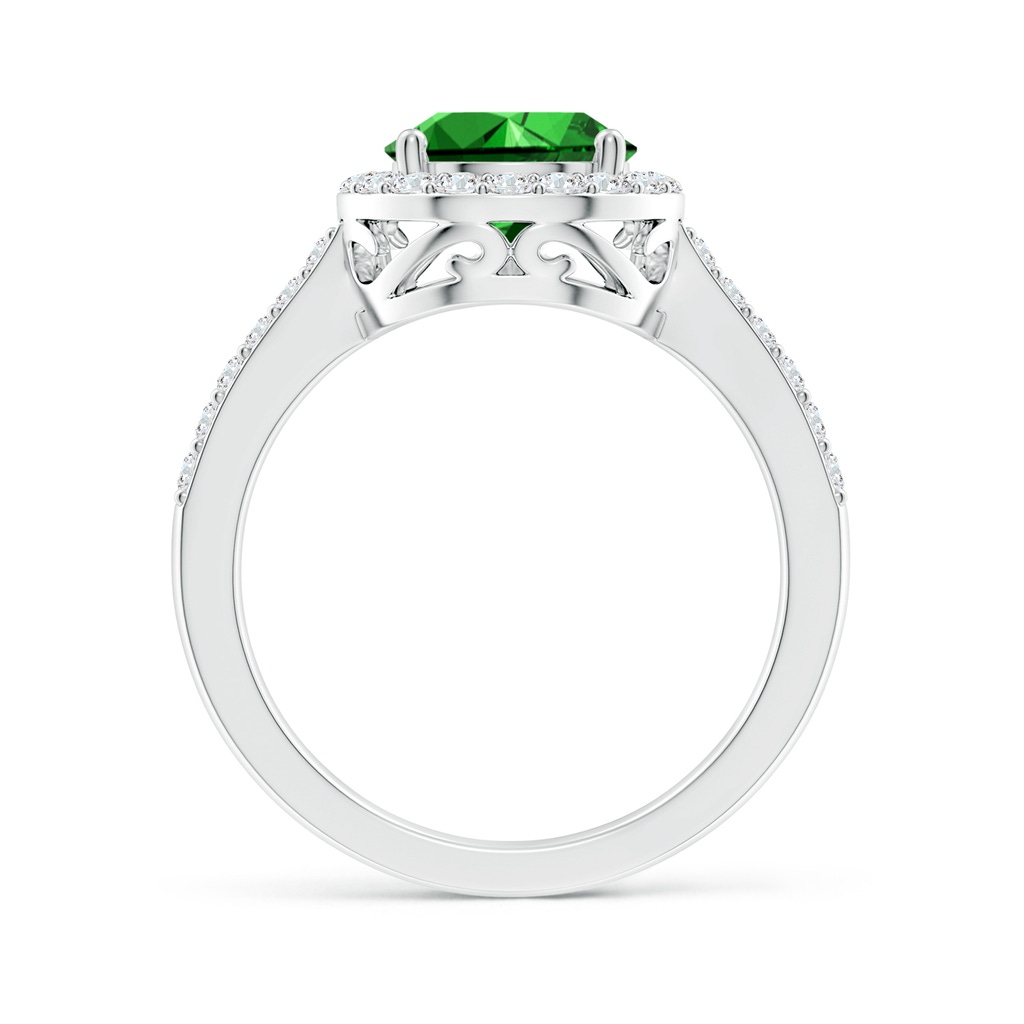 10x8mm Labgrown Lab-Grown Pear Emerald Ring with Diamond Halo in White Gold Side 199
