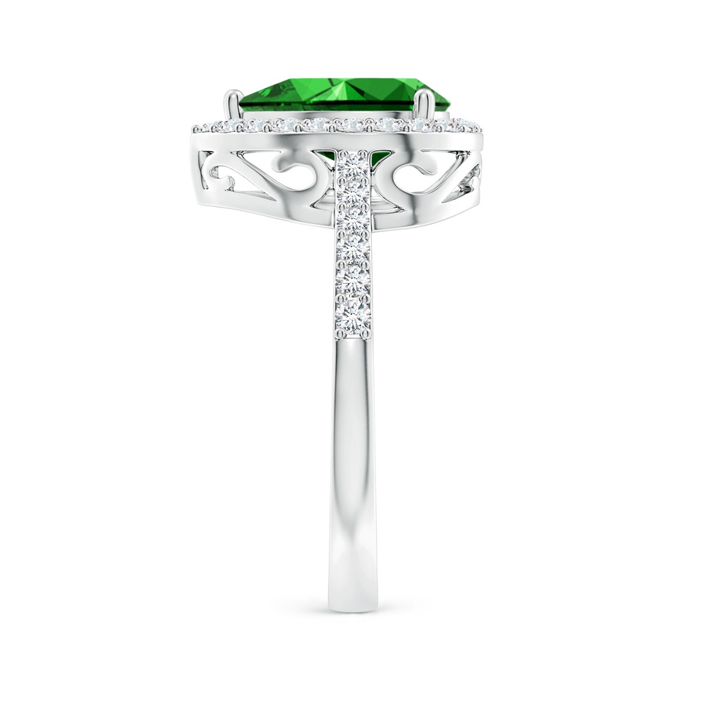 10x8mm Labgrown Lab-Grown Pear Emerald Ring with Diamond Halo in White Gold Side 299