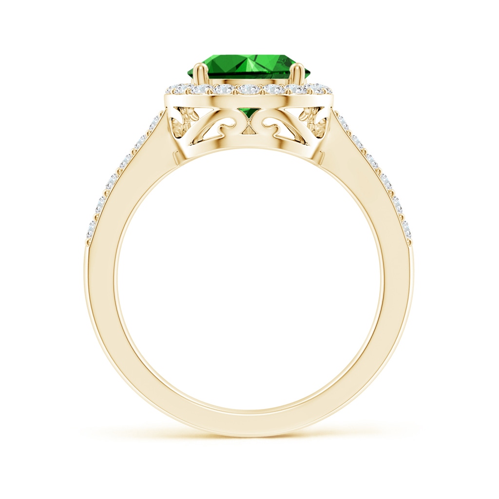 10x8mm Labgrown Lab-Grown Pear Emerald Ring with Diamond Halo in Yellow Gold - side 199