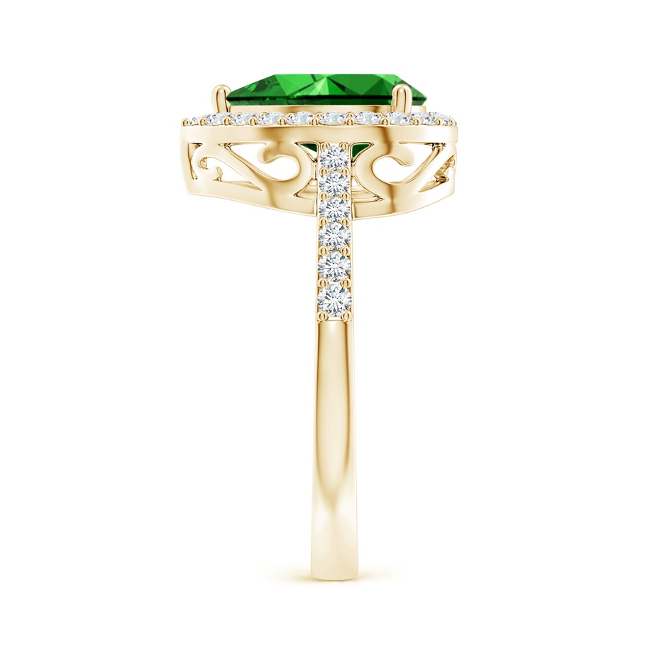 10x8mm Labgrown Lab-Grown Pear Emerald Ring with Diamond Halo in Yellow Gold side 299