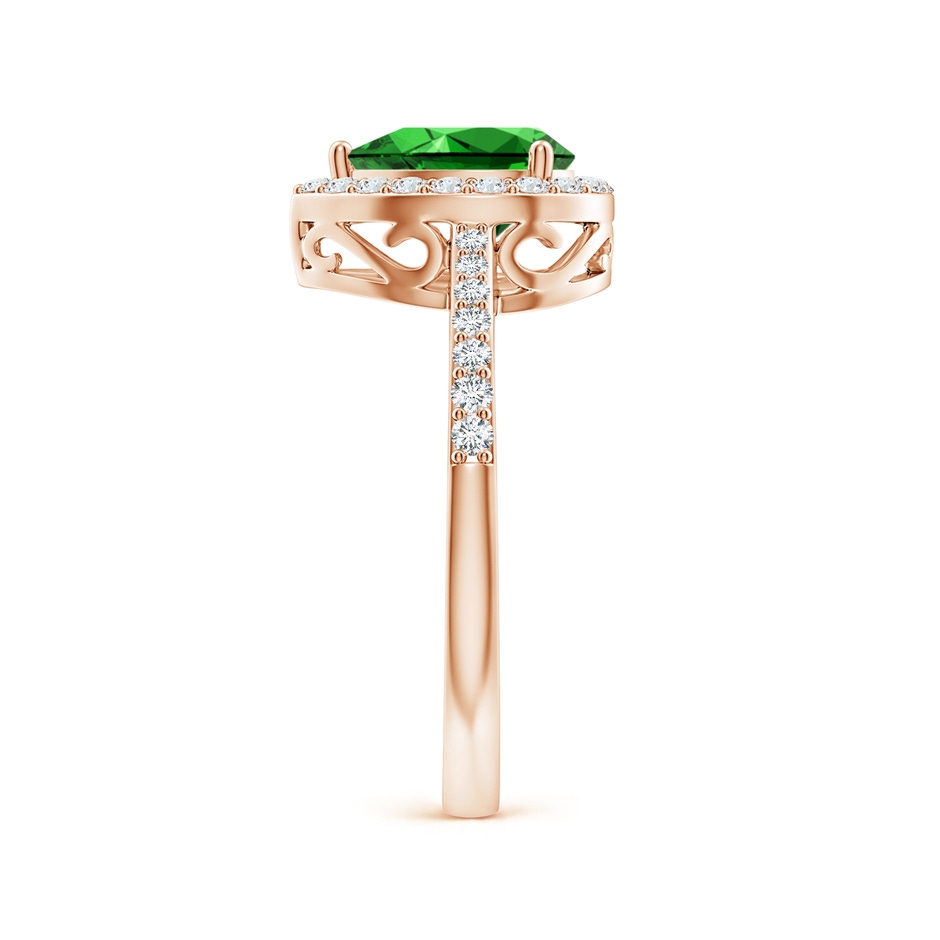 8x6mm Labgrown Lab-Grown Pear Emerald Ring with Diamond Halo in Rose Gold side 299