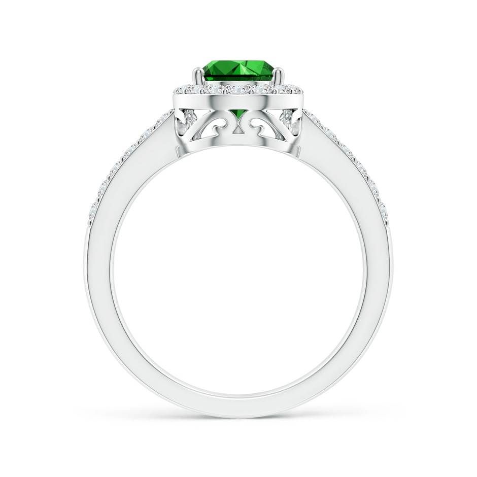 9x6mm Labgrown Lab-Grown Pear Emerald Ring with Diamond Halo in 9K White Gold side 199