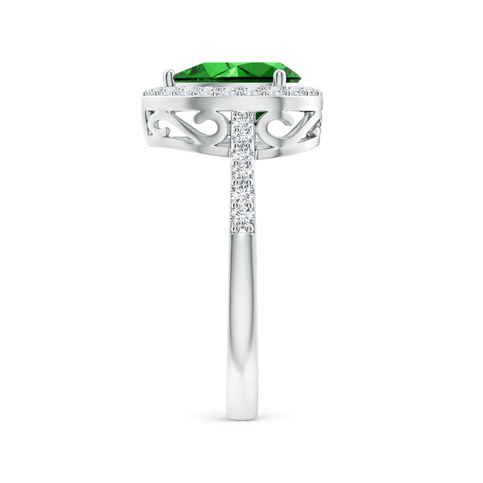 9x6mm Labgrown Lab-Grown Pear Emerald Ring with Diamond Halo in 9K White Gold side 299