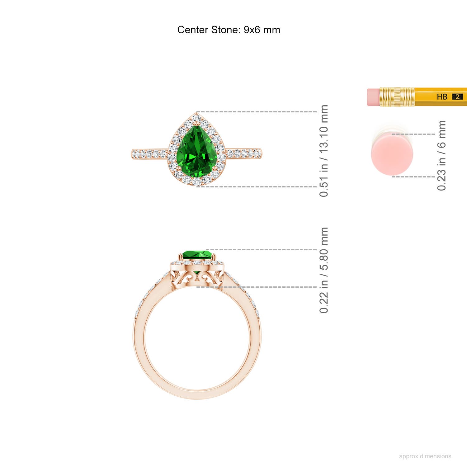 Premium - Lab-Grown Emerald / 1.56 CT / 14 KT Rose Gold