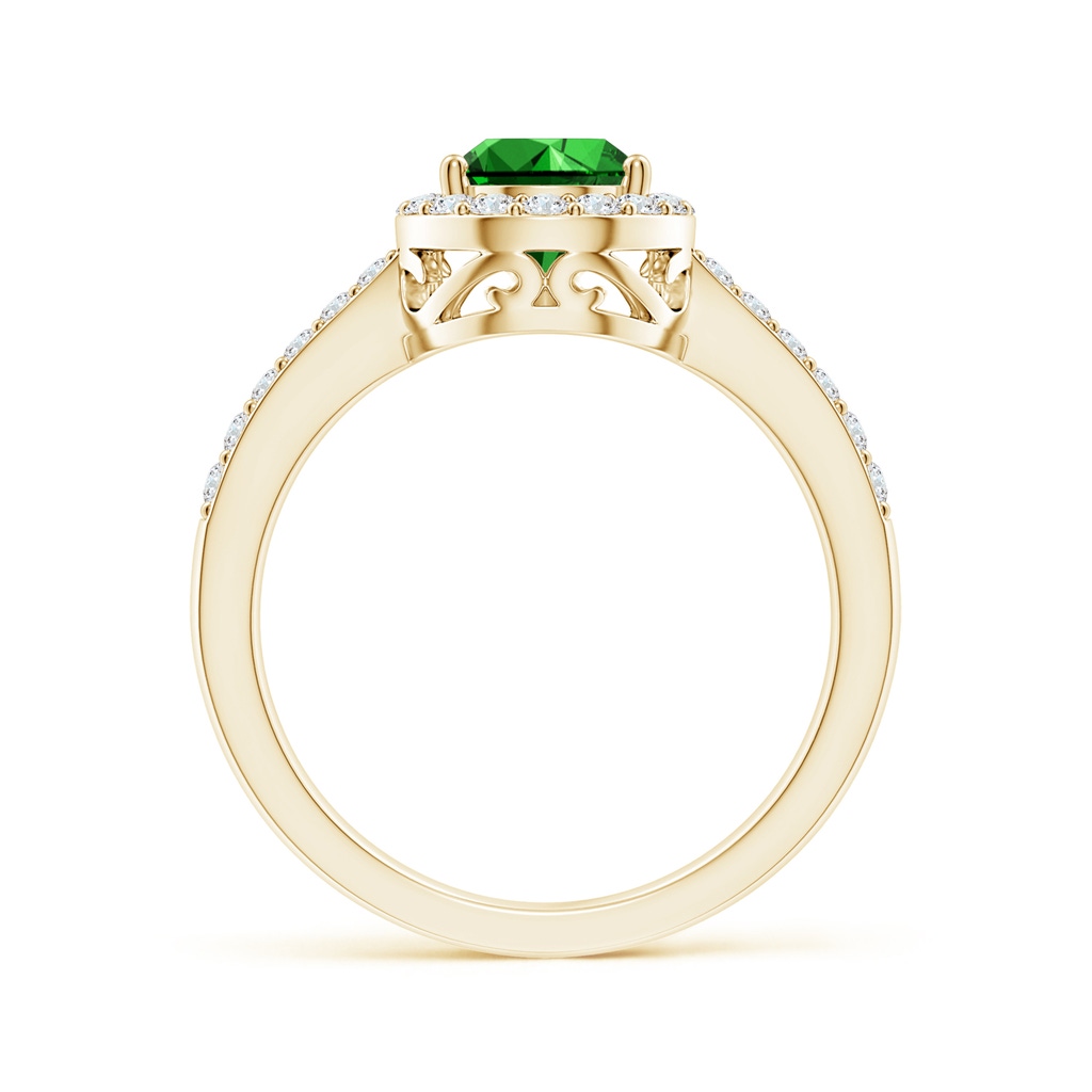 9x6mm Labgrown Lab-Grown Pear Emerald Ring with Diamond Halo in Yellow Gold - side 199