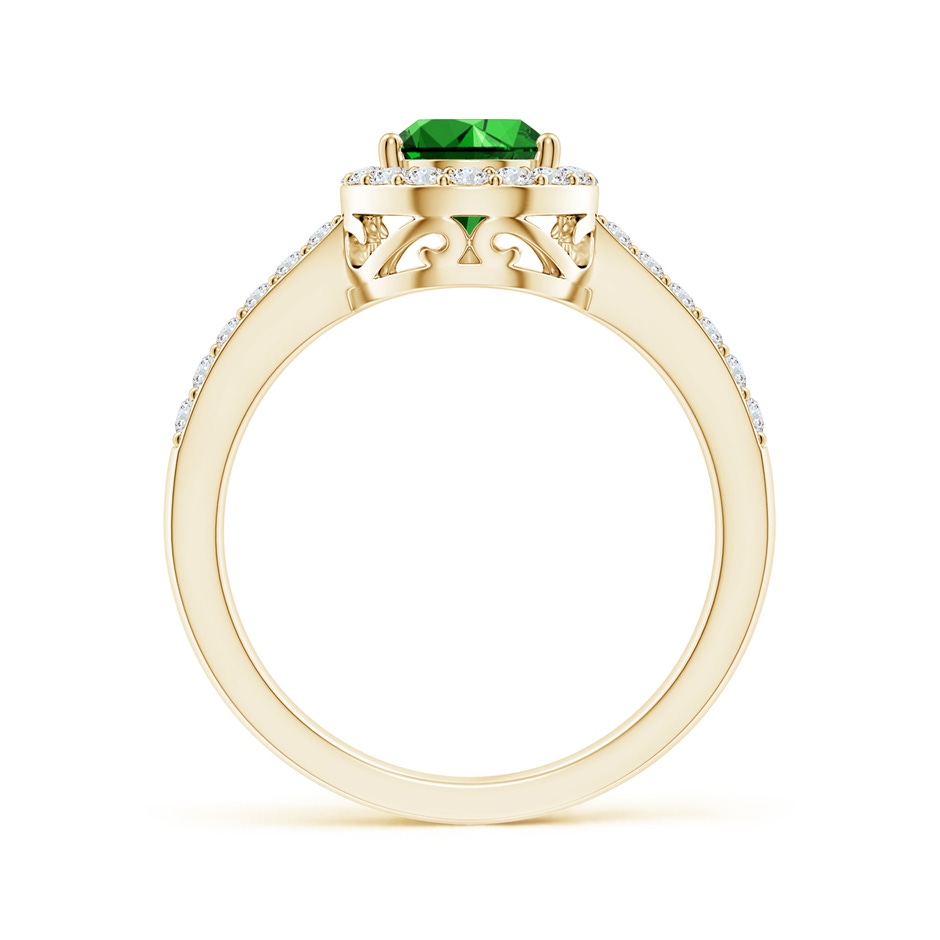 9x6mm Labgrown Lab-Grown Pear Emerald Ring with Diamond Halo in Yellow Gold side 199