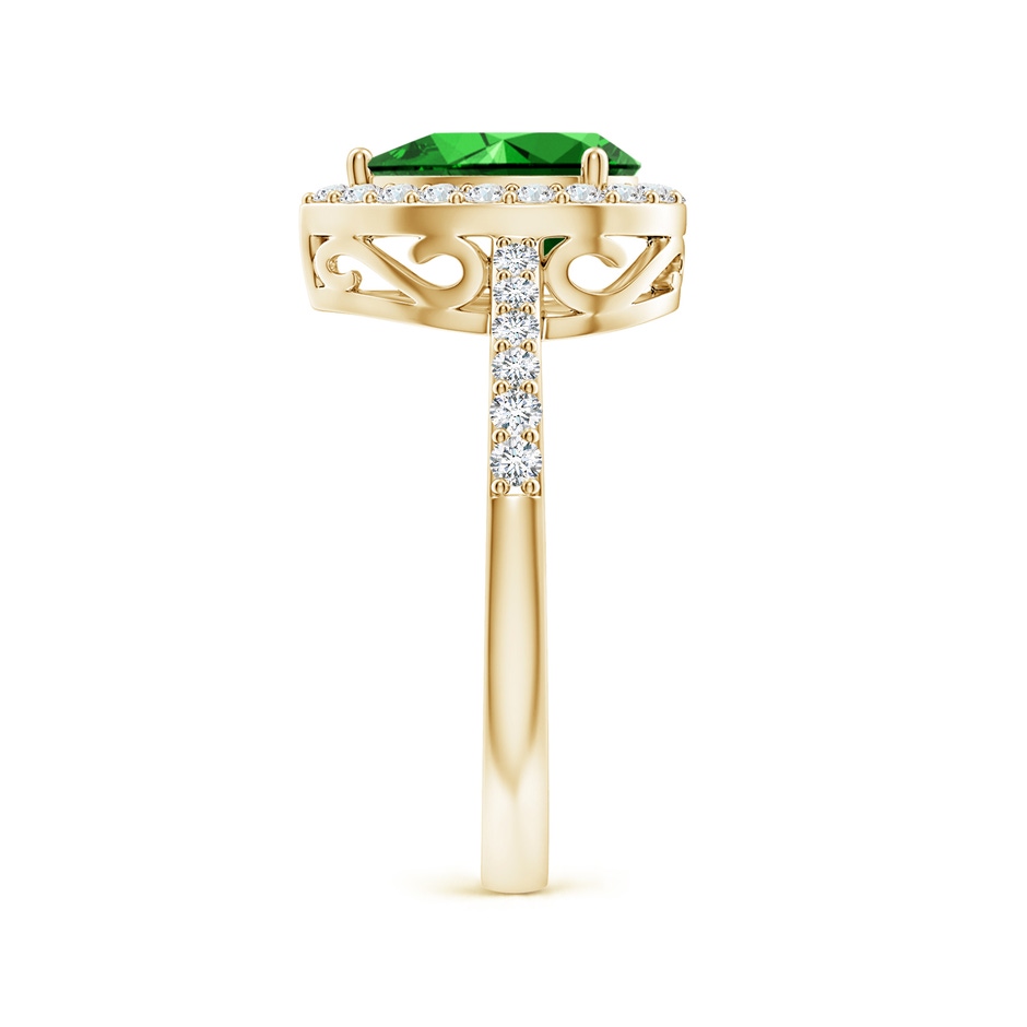 9x6mm Labgrown Lab-Grown Pear Emerald Ring with Diamond Halo in Yellow Gold side 299