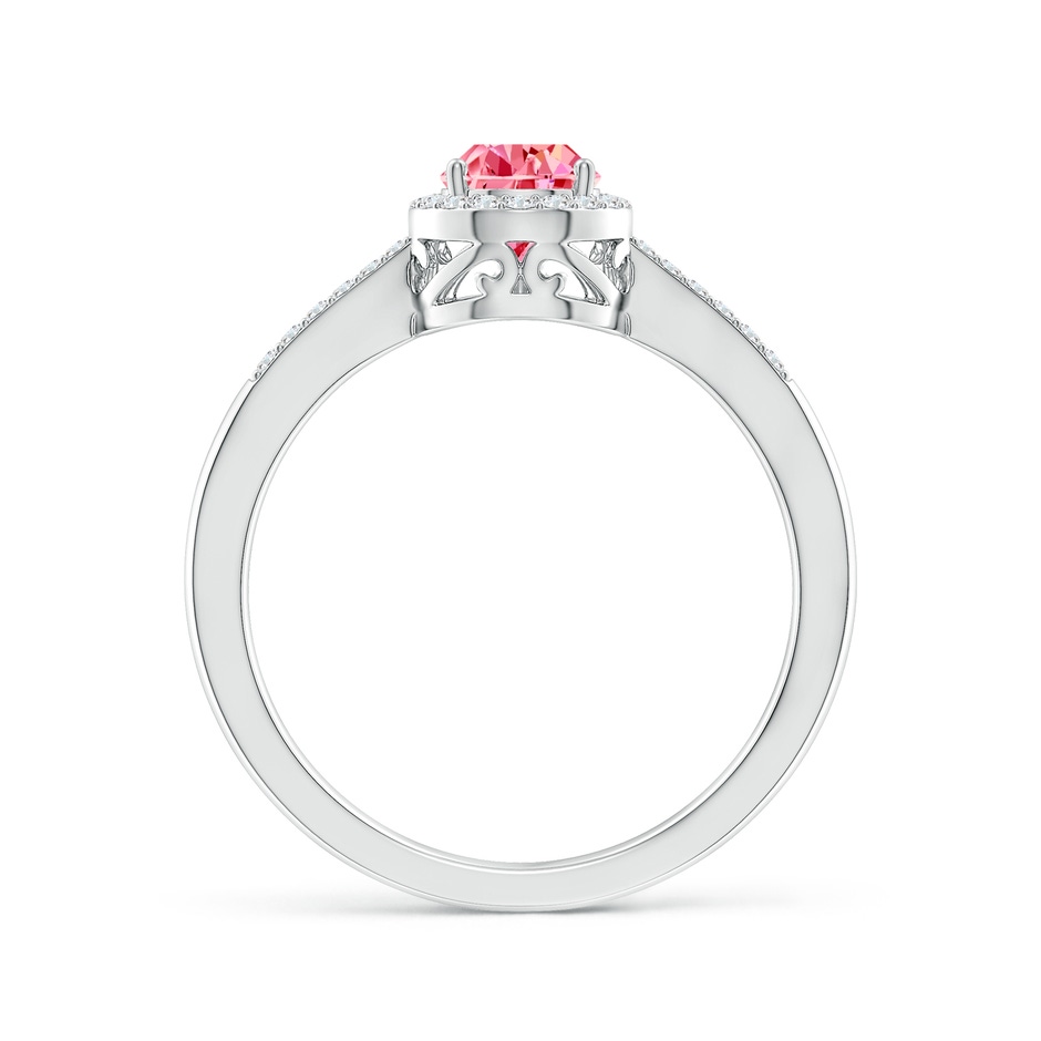 7x5mm Labgrown Pear Lab-Grown Fancy Intense Pink Diamond Ring with Halo in S999 Silver side 199