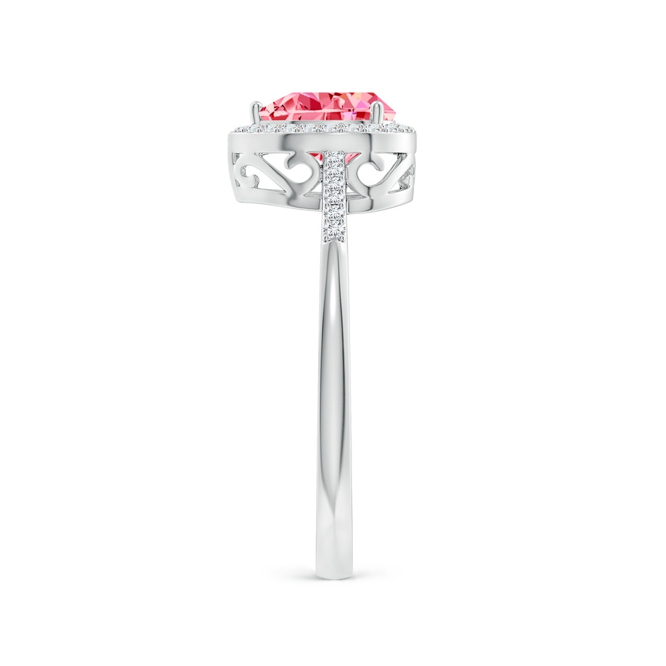 7x5mm Labgrown Pear Lab-Grown Fancy Intense Pink Diamond Ring with Halo in S999 Silver side 299