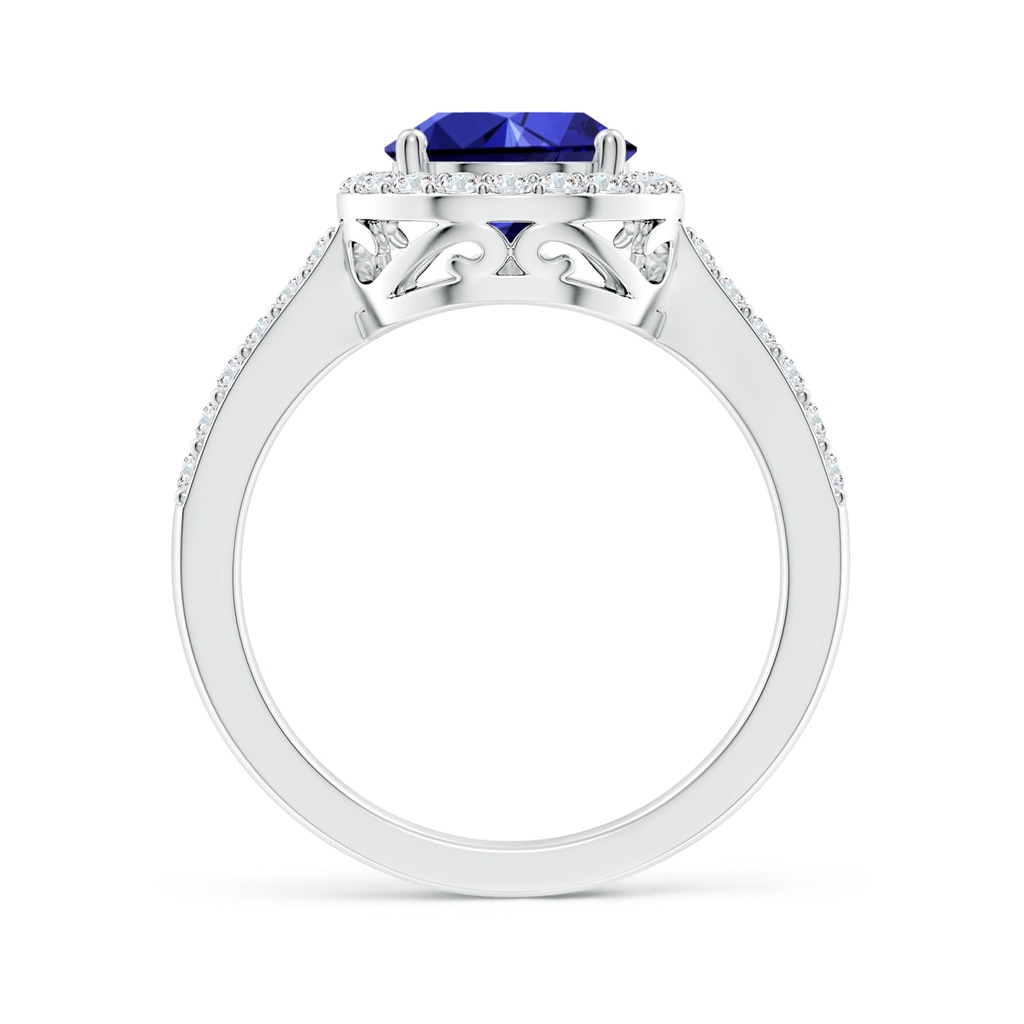 10x8mm Labgrown Lab-Grown Pear Sapphire Ring with Diamond Halo in P950 Platinum - side 199