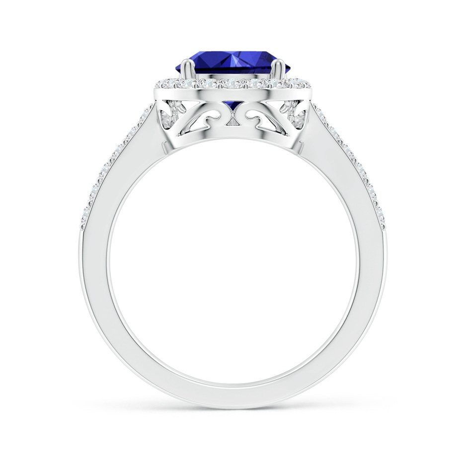 10x8mm Labgrown Lab-Grown Pear Sapphire Ring with Diamond Halo in P950 Platinum side 199