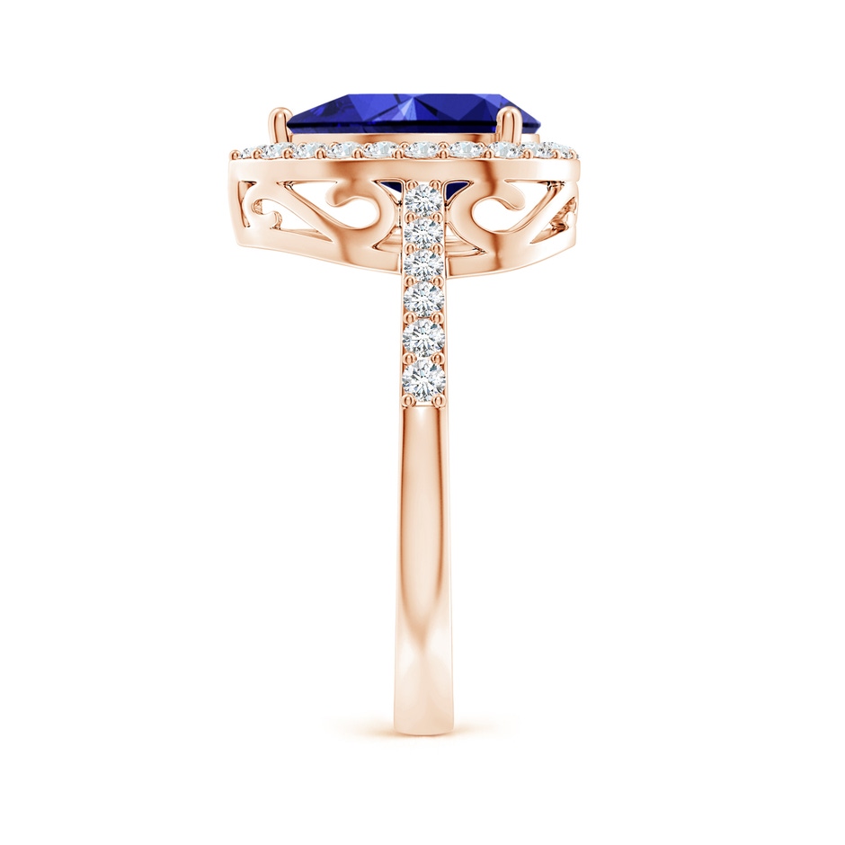 10x8mm Labgrown Lab-Grown Pear Sapphire Ring with Diamond Halo in Rose Gold side 299