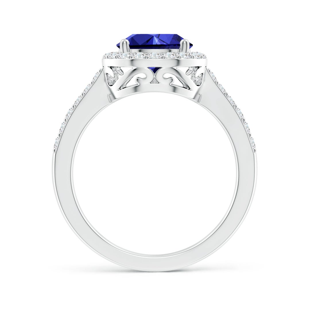 10x8mm Labgrown Lab-Grown Pear Sapphire Ring with Diamond Halo in White Gold - side 3