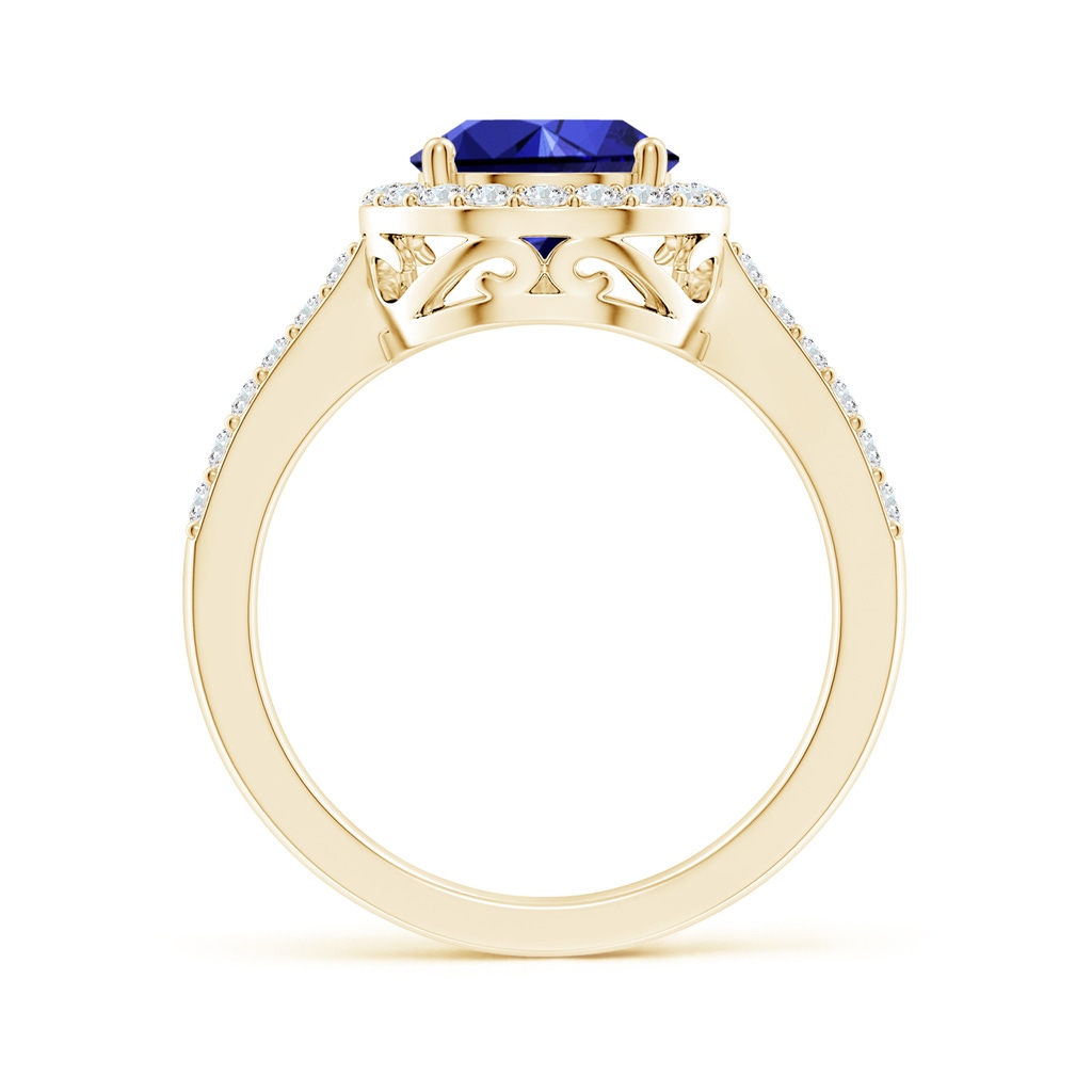10x8mm Labgrown Lab-Grown Pear Sapphire Ring with Diamond Halo in Yellow Gold - side 199