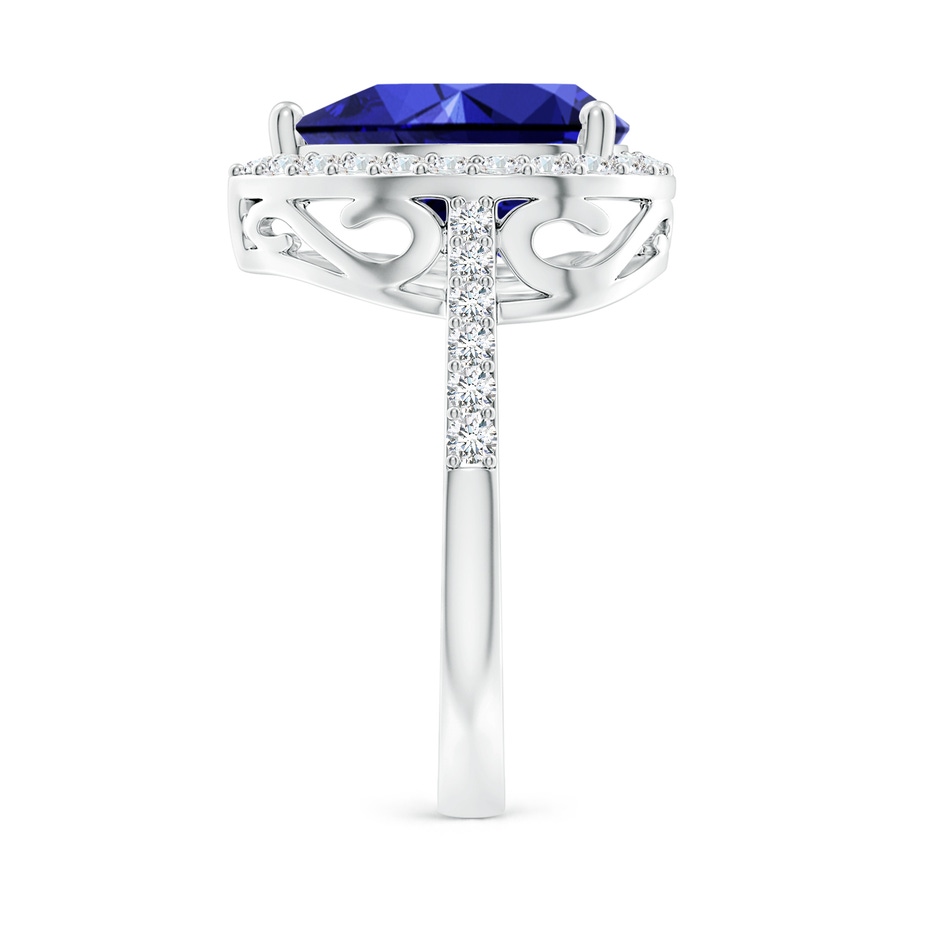 12x10mm Labgrown Lab-Grown Pear Sapphire Ring with Diamond Halo in P950 Platinum side 299