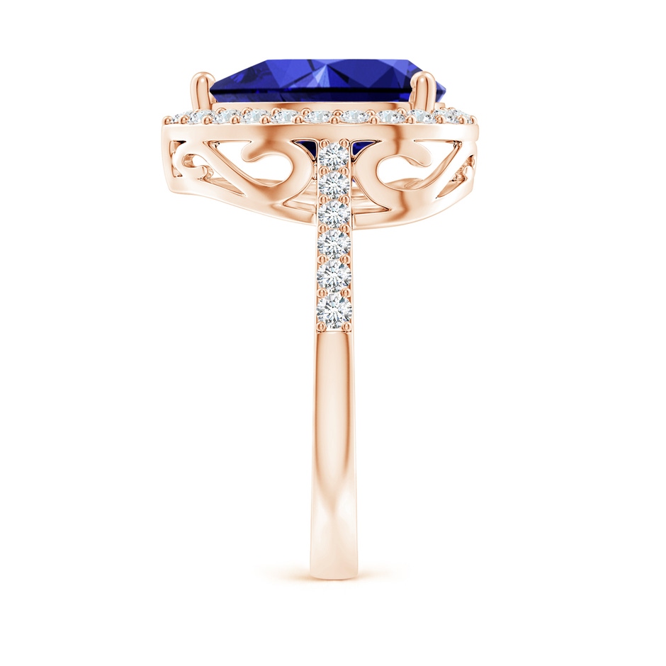 12x10mm Labgrown Lab-Grown Pear Sapphire Ring with Diamond Halo in Rose Gold side 299