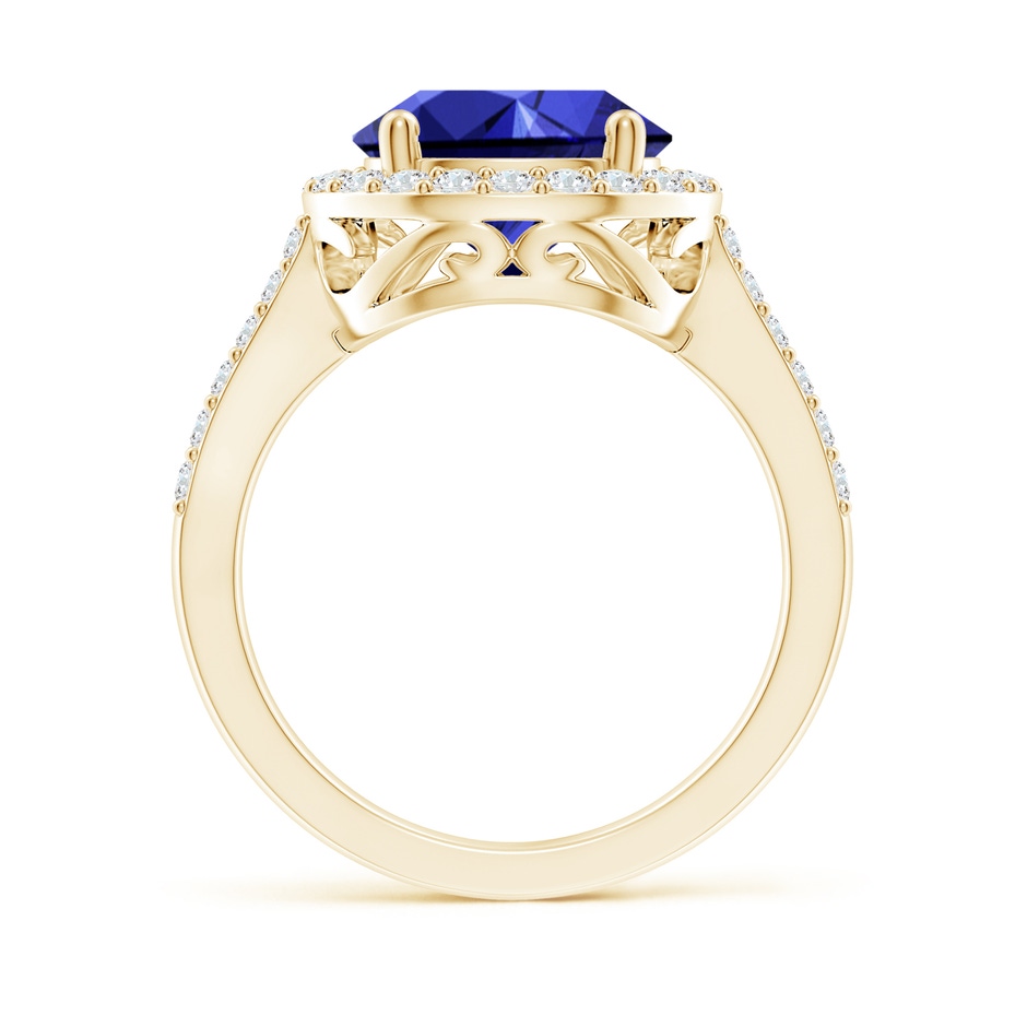 12x10mm Labgrown Lab-Grown Pear Sapphire Ring with Diamond Halo in Yellow Gold side 199