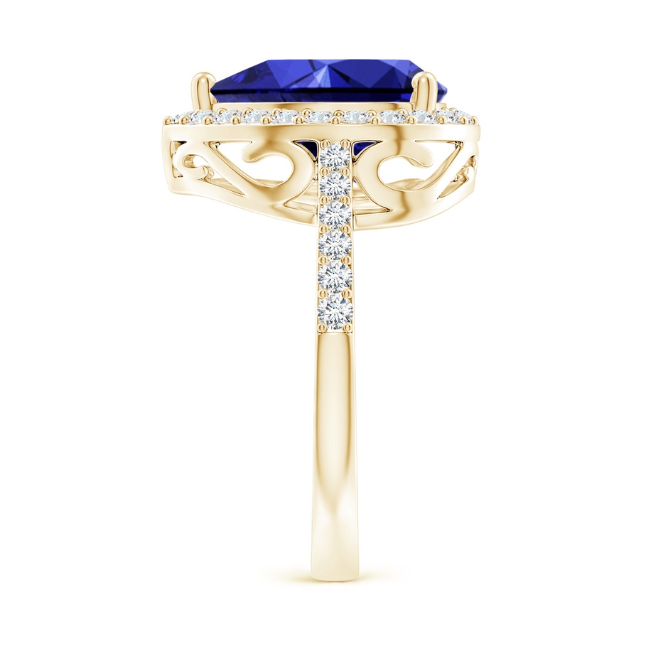 12x10mm Labgrown Lab-Grown Pear Sapphire Ring with Diamond Halo in Yellow Gold side 299