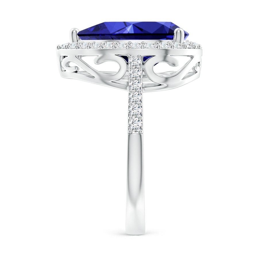 14x10mm Labgrown Lab-Grown Pear Sapphire Ring with Diamond Halo in P950 Platinum side 299