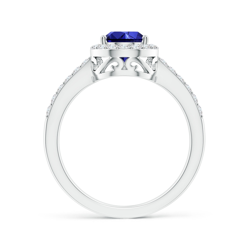 9x6mm Labgrown Lab-Grown Pear Sapphire Ring with Diamond Halo in P950 Platinum - side 199