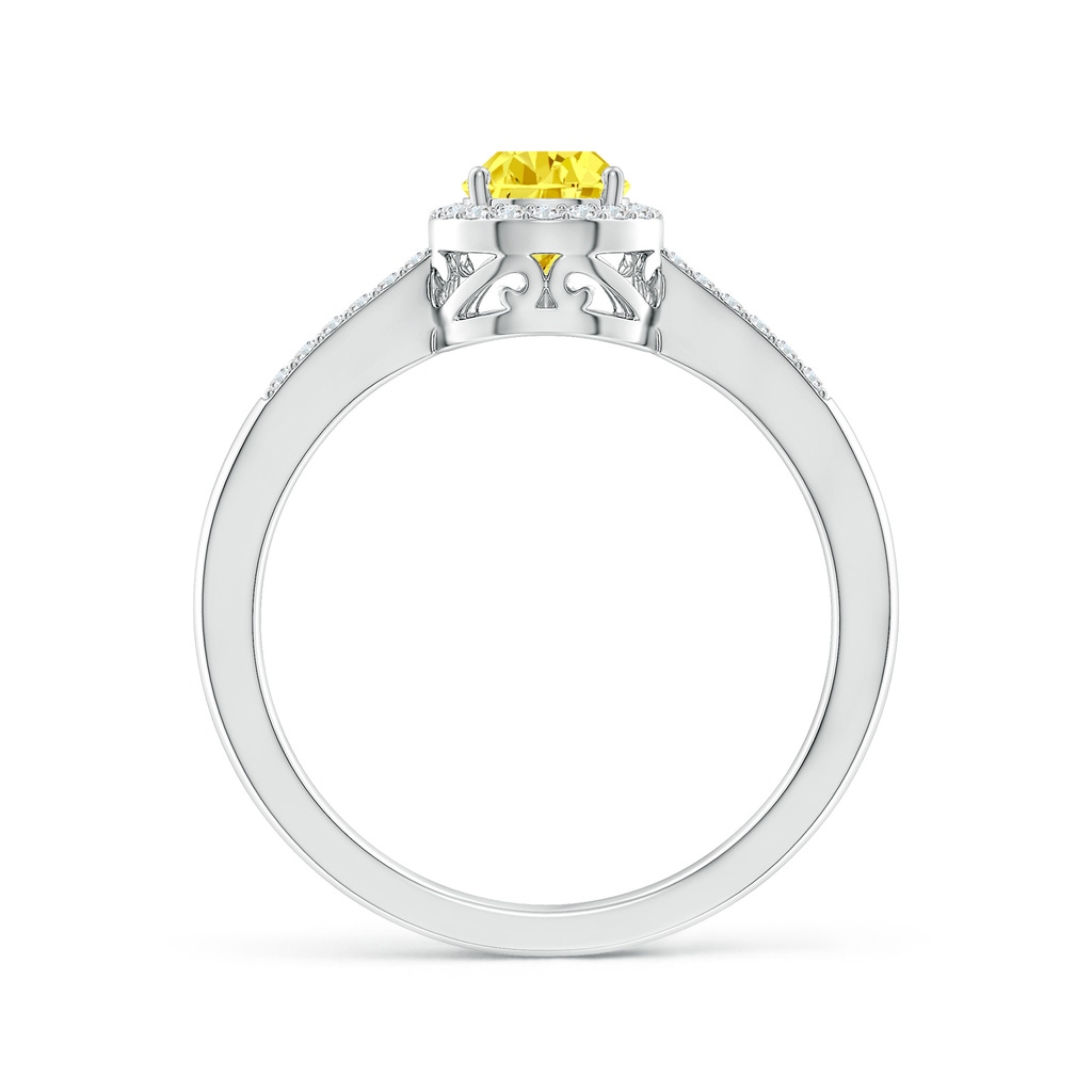 7x5mm Labgrown Pear Lab-Grown Fancy Intense Yellow Diamond Ring with Halo in White Gold - side 199
