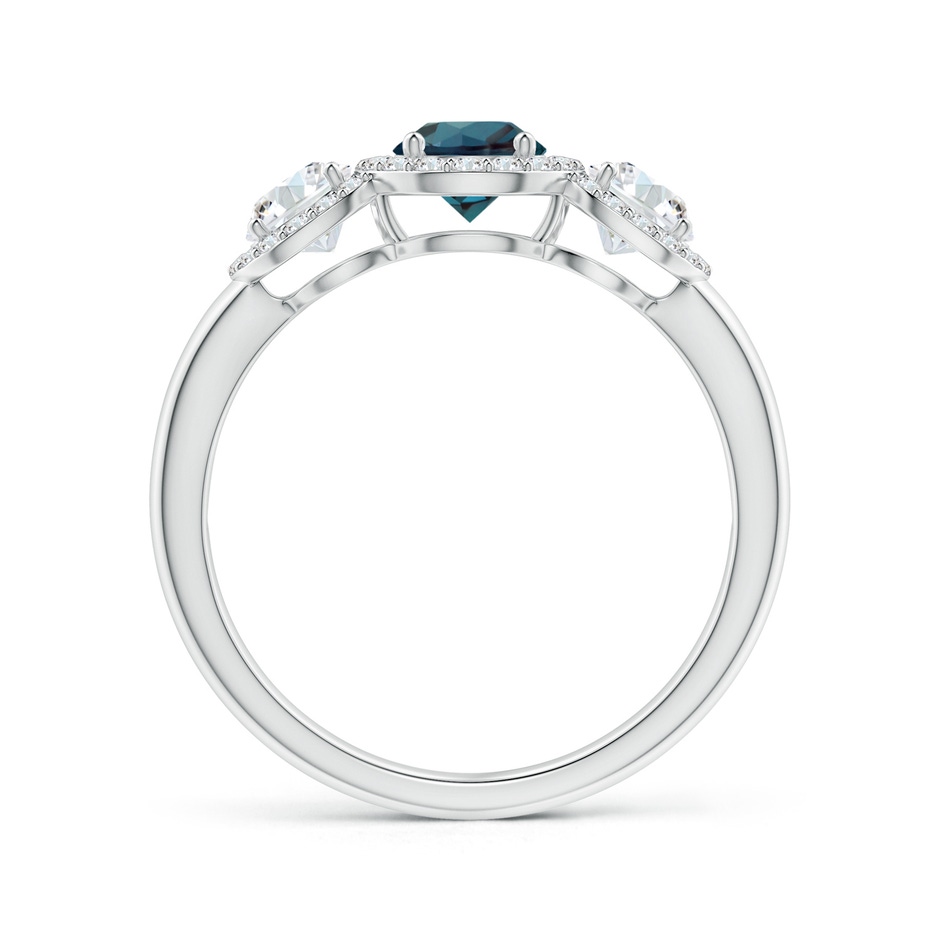 5mm Labgrown Round Lab-Grown Alexandrite Three Stone Halo Ring with Diamonds in P950 Platinum side 199