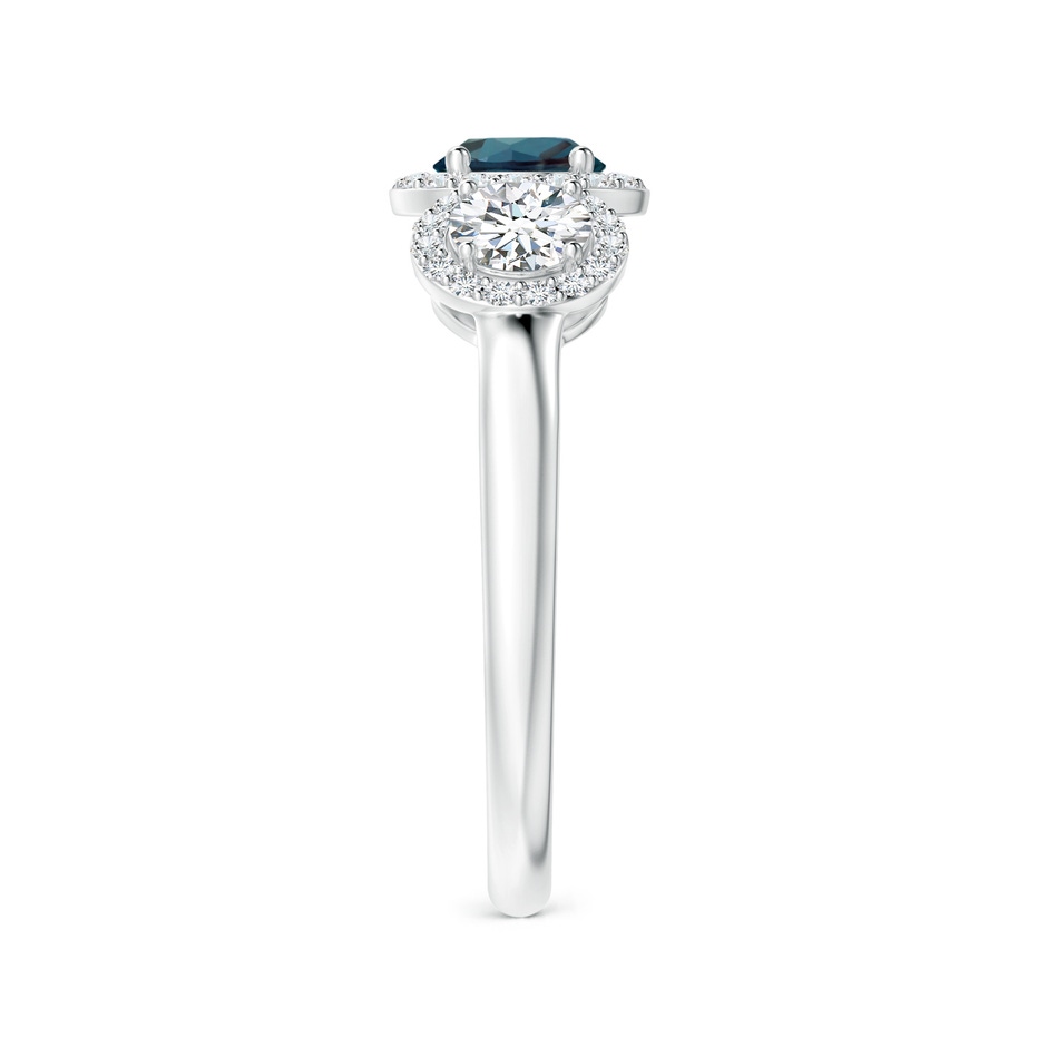 5mm Labgrown Round Lab-Grown Alexandrite Three Stone Halo Ring with Diamonds in P950 Platinum side 299