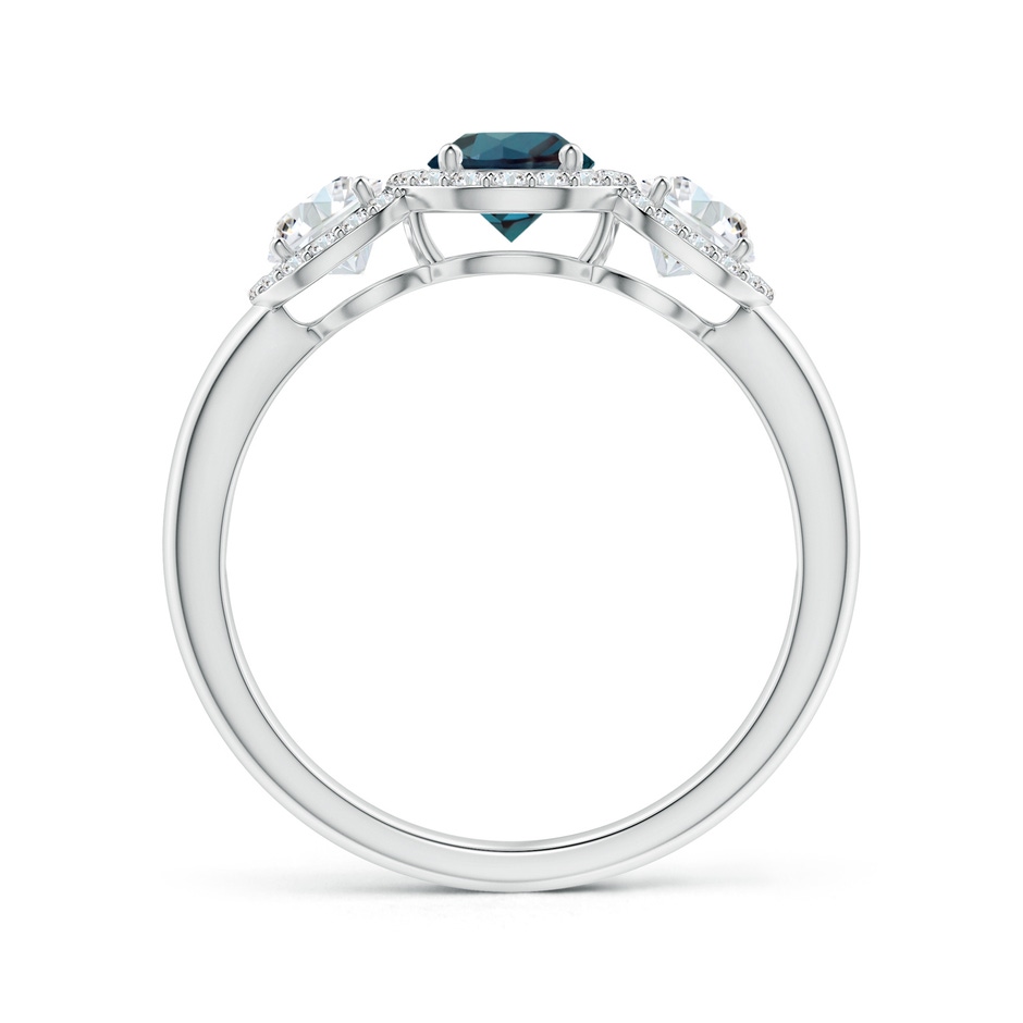 5mm Labgrown Round Lab-Grown Alexandrite Three Stone Halo Ring with Diamonds in White Gold side 199