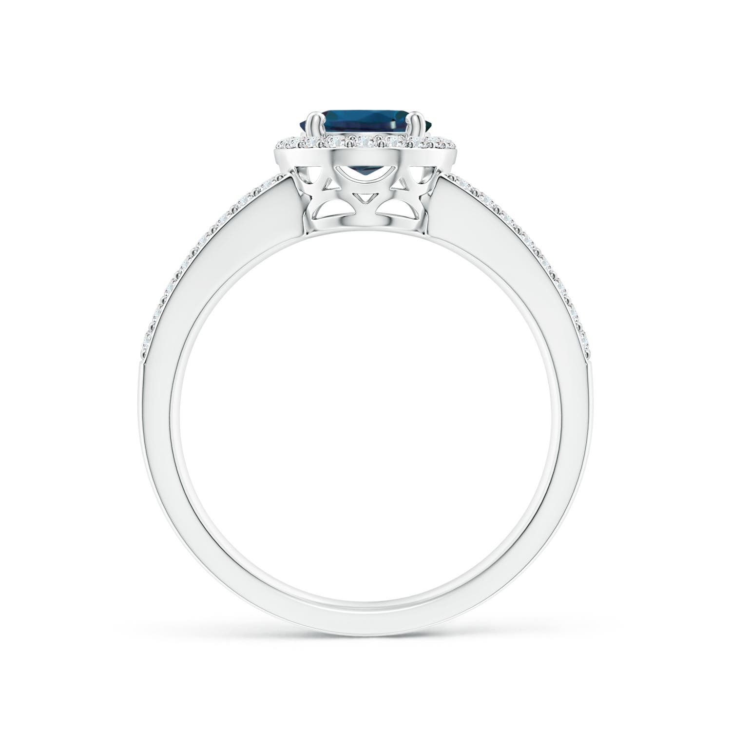 8x6mm Labgrown Oval Lab-Grown Alexandrite Split Shank Halo Ring in White Gold