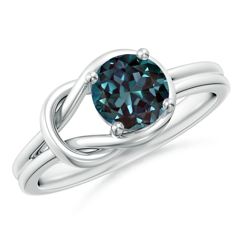 6mm Labgrown Solitaire Lab-Grown Alexandrite Infinity Knot Ring in 18K White Gold 