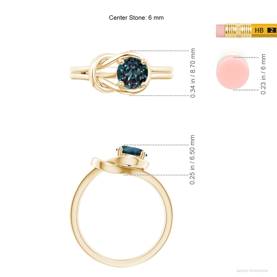 6mm Labgrown Solitaire Lab-Grown Alexandrite Infinity Knot Ring in 18K Yellow Gold ruler