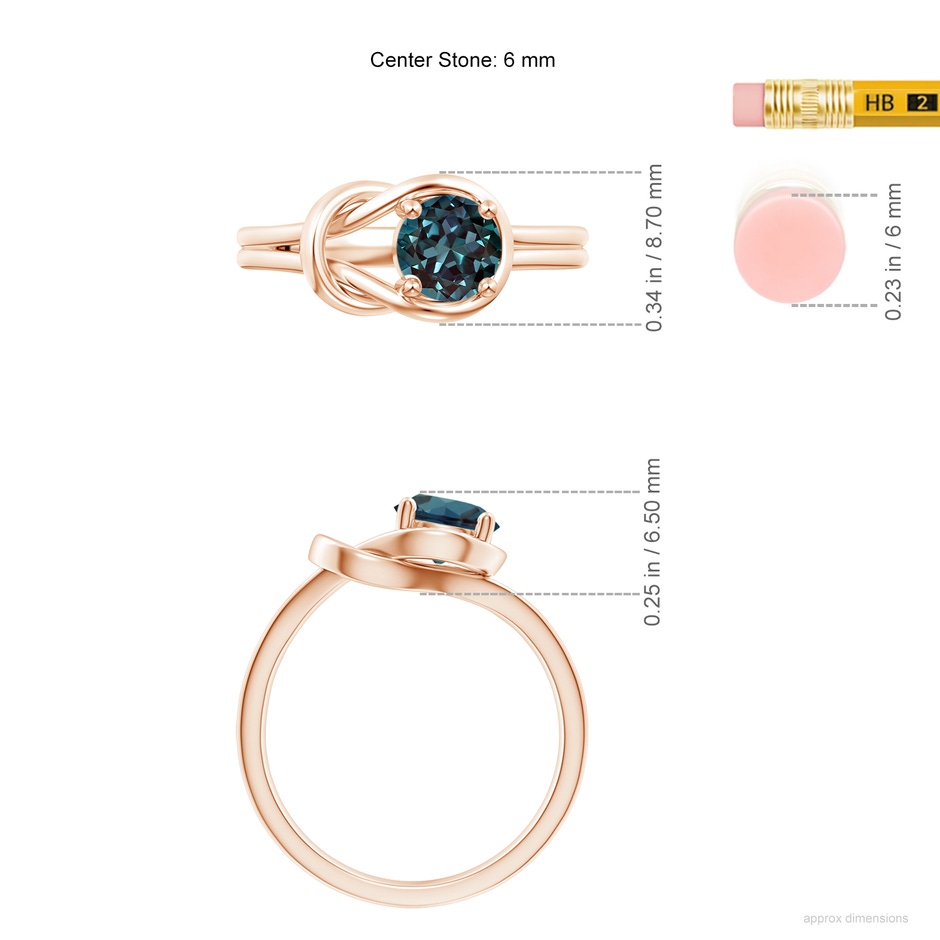6mm Labgrown Solitaire Lab-Grown Alexandrite Infinity Knot Ring in Rose Gold ruler