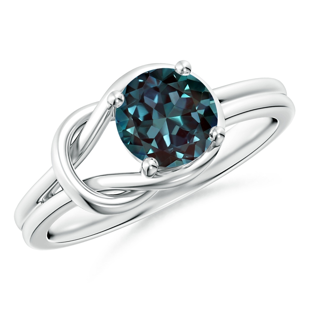 7mm Labgrown Solitaire Lab-Grown Alexandrite Infinity Knot Ring in White Gold