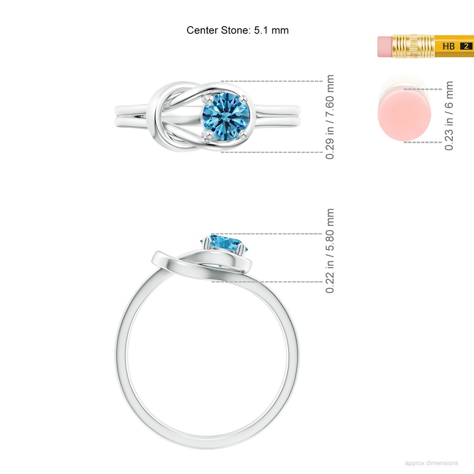 5.1mm Labgrown Solitaire Lab-Grown Fancy Intense Blue Diamond Infinity Knot Ring in P950 Platinum ruler