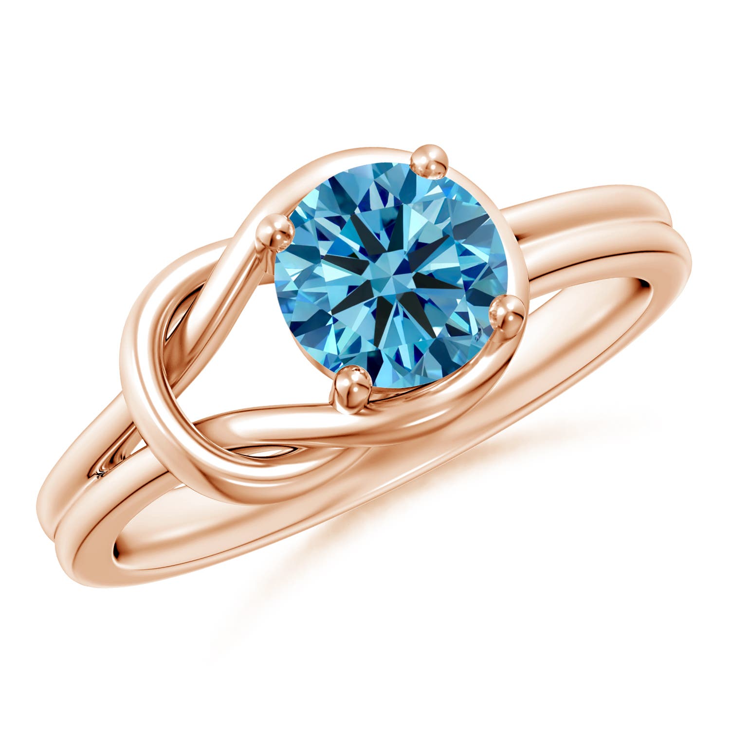 6mm Labgrown Solitaire Lab-Grown Fancy Intense Blue Diamond Infinity Knot Ring in 18K Rose Gold