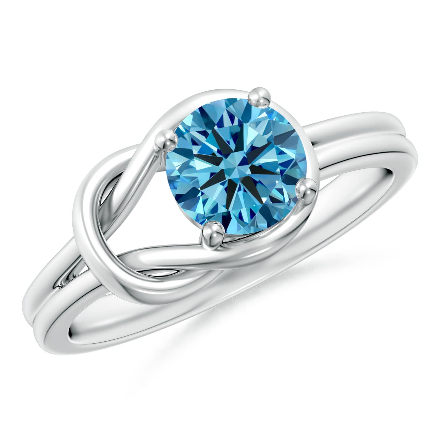 6mm Labgrown Solitaire Lab-Grown Fancy Intense Blue Diamond Infinity Knot Ring in White Gold
