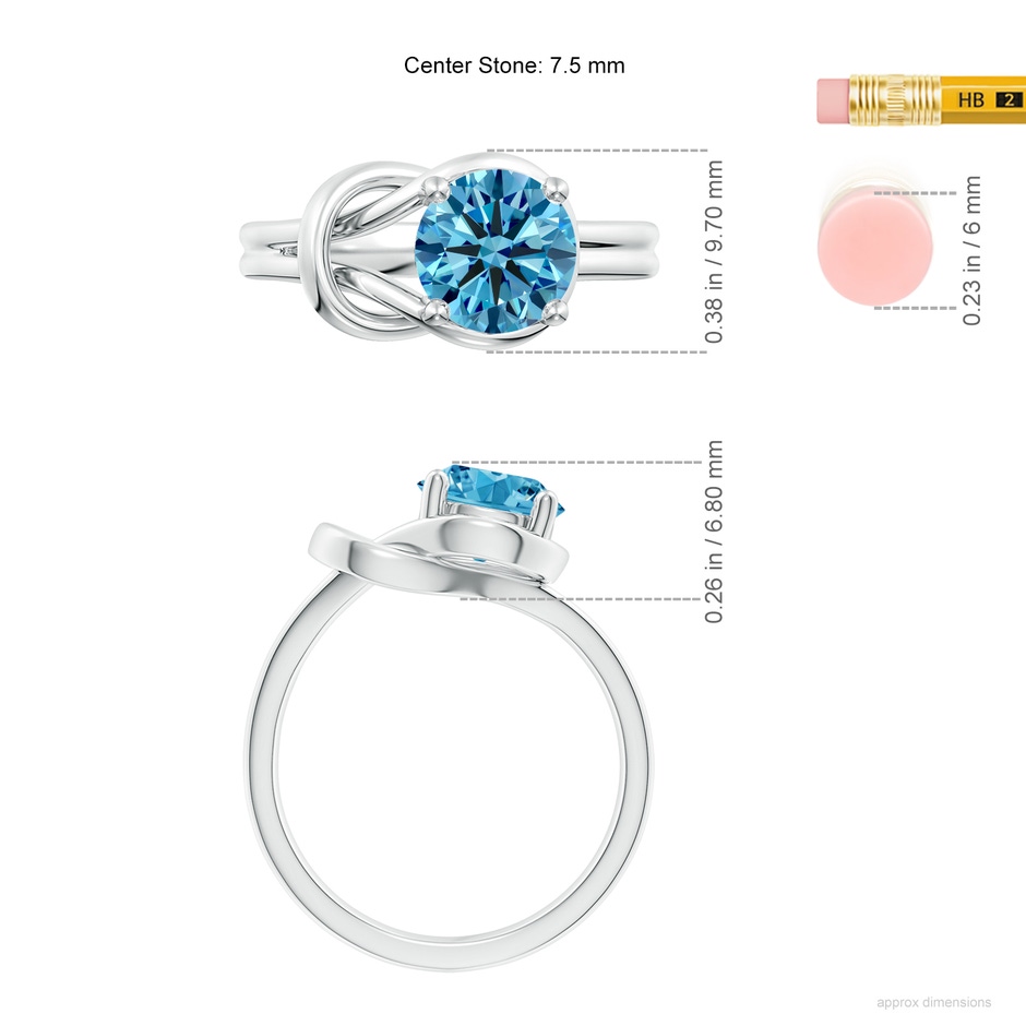7.5mm Labgrown Solitaire Lab-Grown Fancy Intense Blue Diamond Infinity Knot Ring in P950 Platinum ruler