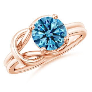 7.5mm Labgrown Solitaire Lab-Grown Fancy Intense Blue Diamond Infinity Knot Ring in Rose Gold