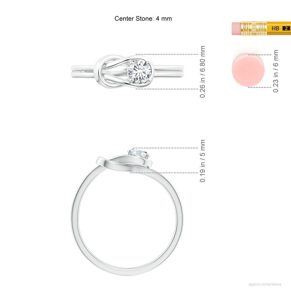 4mm FGVS Lab-Grown Solitaire Diamond Infinity Knot Ring in White Gold ruler