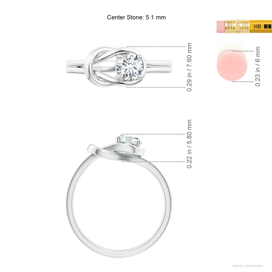 5.1mm FGVS Lab-Grown Solitaire Diamond Infinity Knot Ring in P950 Platinum ruler