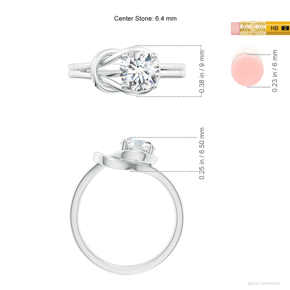 6.4mm FGVS Lab-Grown Solitaire Diamond Infinity Knot Ring in White Gold ruler