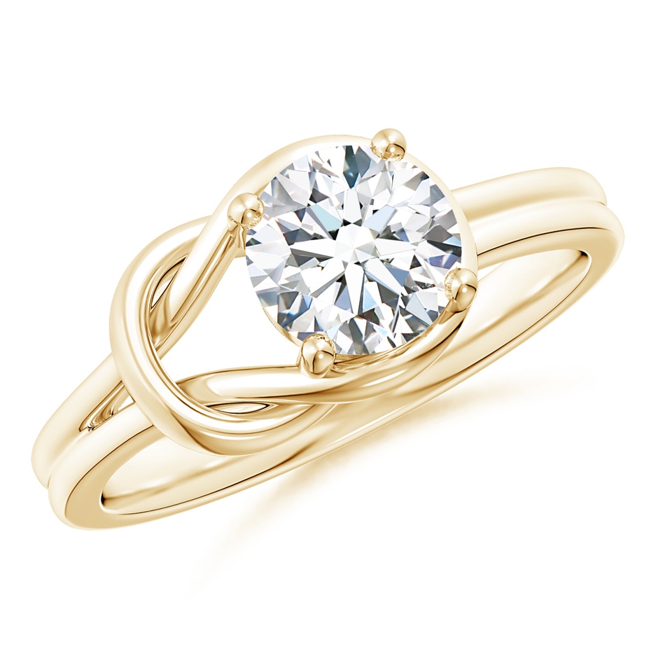 6.4mm FGVS Lab-Grown Solitaire Diamond Infinity Knot Ring in Yellow Gold 