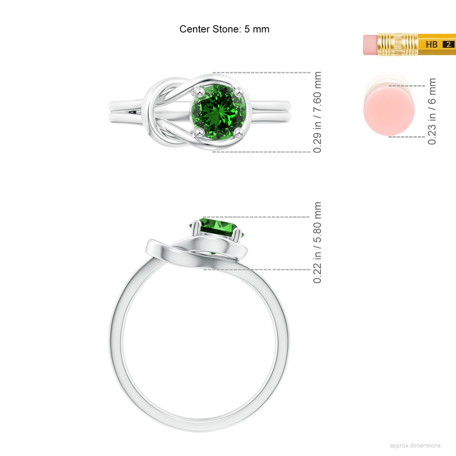 5mm Labgrown Lab-Grown Solitaire Emerald Infinity Knot Ring in P950 Platinum ruler