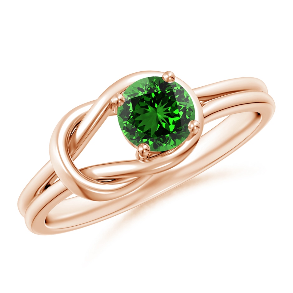 5mm Labgrown Lab-Grown Solitaire Emerald Infinity Knot Ring in Rose Gold 