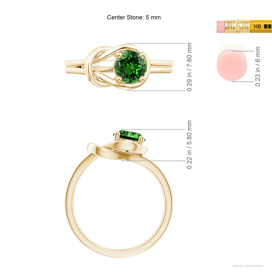 5mm Labgrown Lab-Grown Solitaire Emerald Infinity Knot Ring in Yellow Gold ruler
