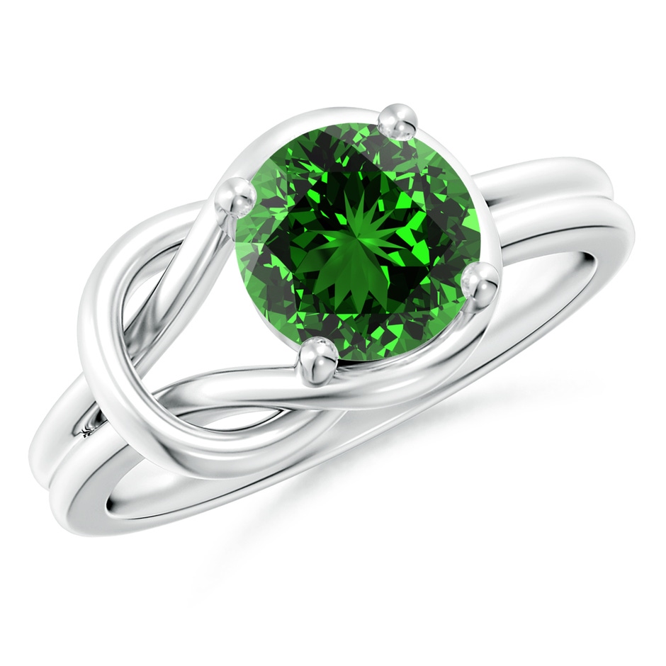 8mm Labgrown Lab-Grown Solitaire Emerald Infinity Knot Ring in White Gold 