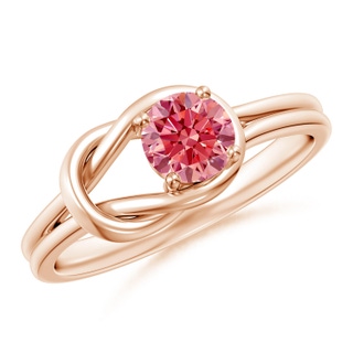 5.1mm Labgrown Solitaire Lab-Grown Fancy Intense Pink Diamond Infinity Knot Ring in 10K Rose Gold